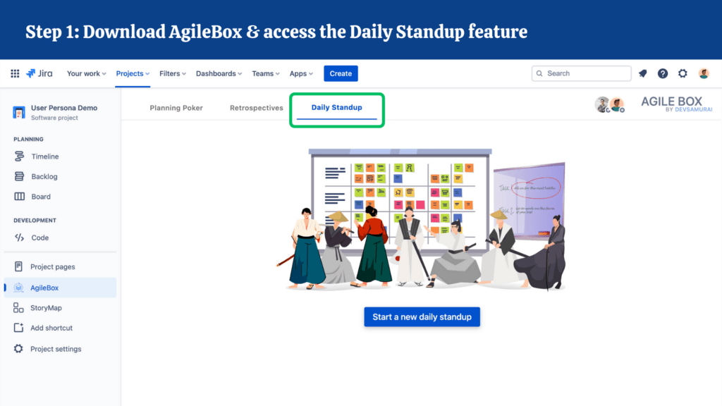 Step 1 Download AgileBox access the Daily Standup feature