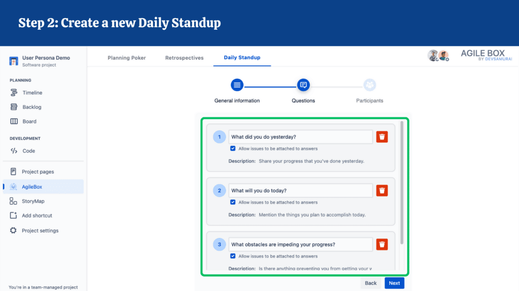 Step 2 Create a new Daily Standup