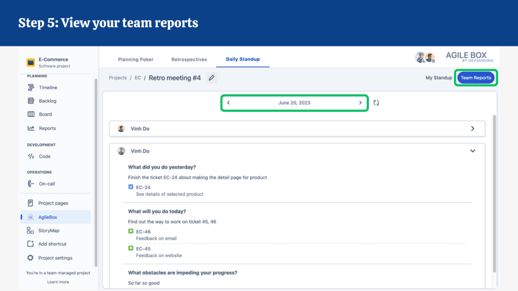 Step 5 View your team reports