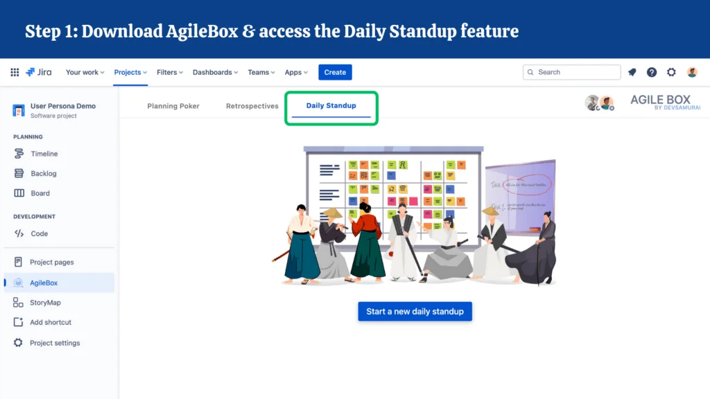 Step 1 Download AgileBox access the Daily Standup feature
