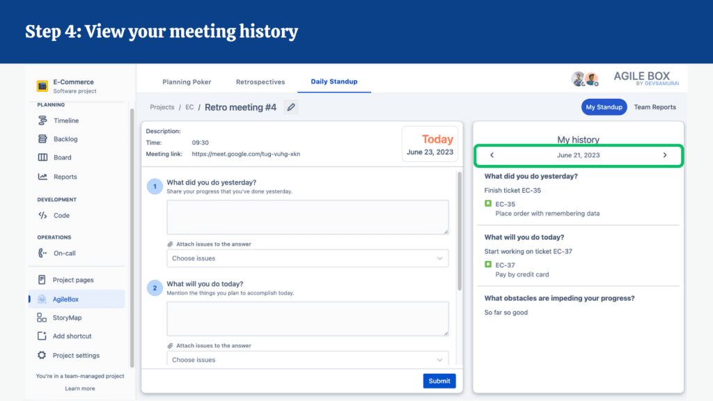 Step 4 View your meeting history