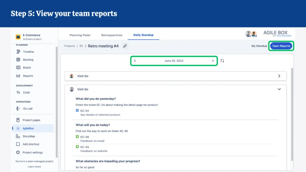 Step 5 View your team reports